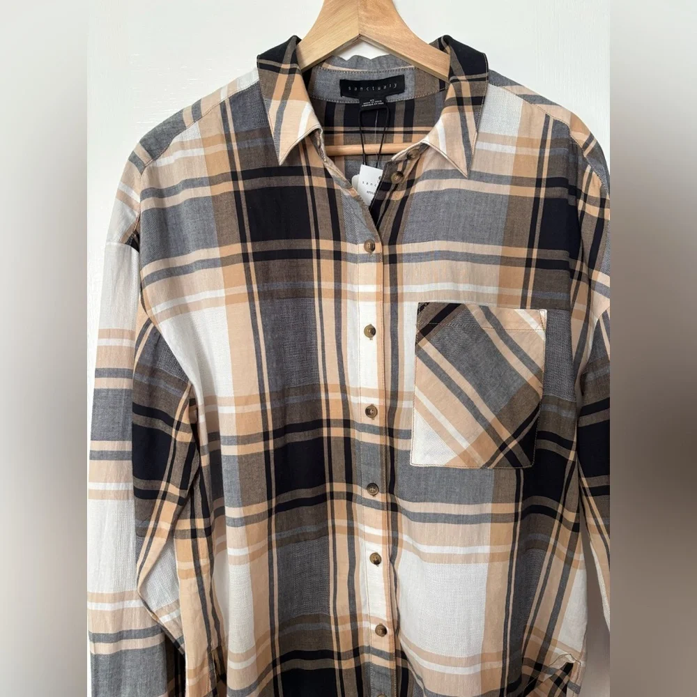 NWT Sanctuary Plaid Boyfriend Tunic - Size XS - Picture 5 of 9